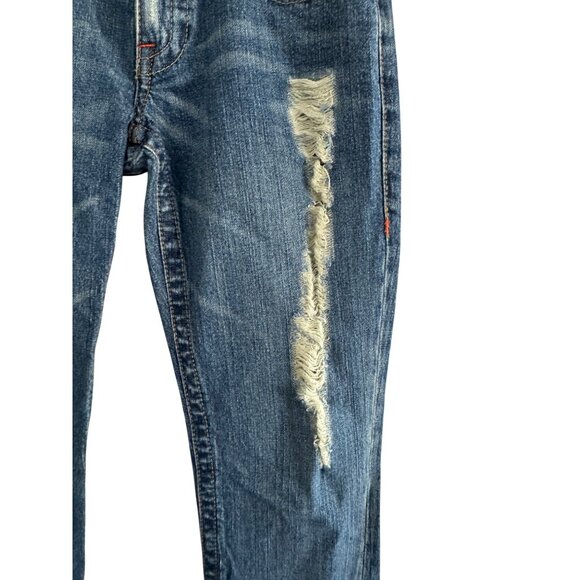 vintage True Religion Women’s Distressed Flare Jeans Size 28 Blue Denim Made In - Picture 7 of 11